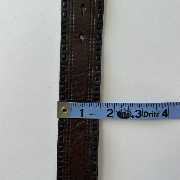 Fossil Womens Brown Embossed Leather Belt Medallion Buckle Size Medium 1.5” - Picture 9 of 11